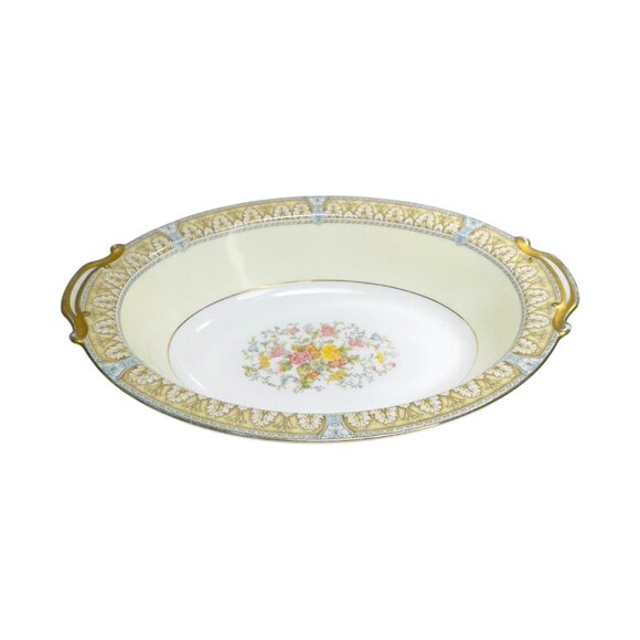 Vintage Noritake Claire China Oval Serving Bowl With Floral Center Gold Trim Jap - Picture 5 of 8